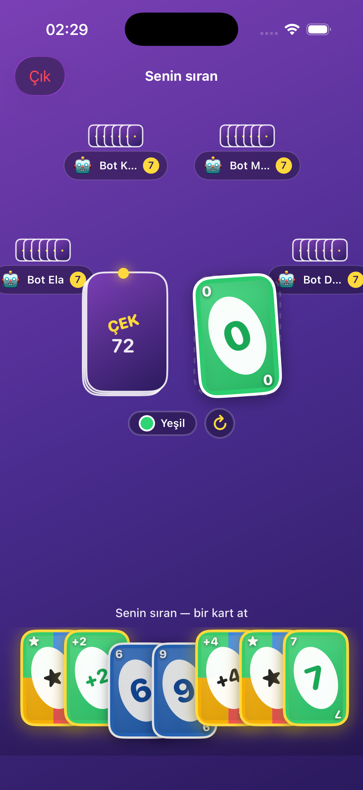Bir Kart Oyunu oyun masası; gerçek zamanlı çok oyunculu kart oynanışı.